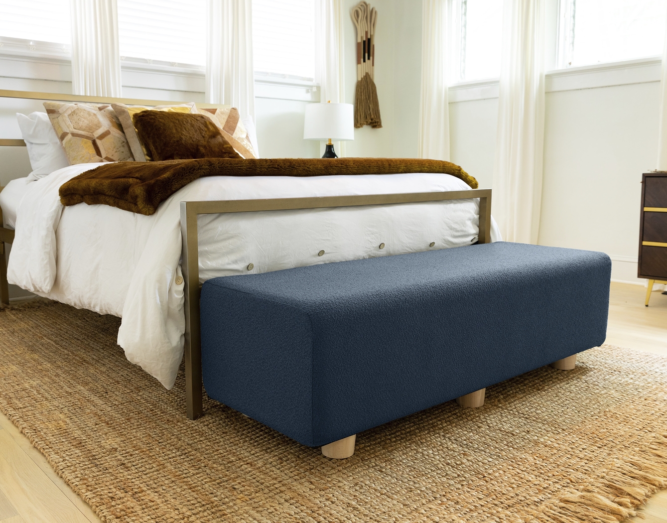 Bellemere Navy King Bed Bench - Thumbnail - Image 2