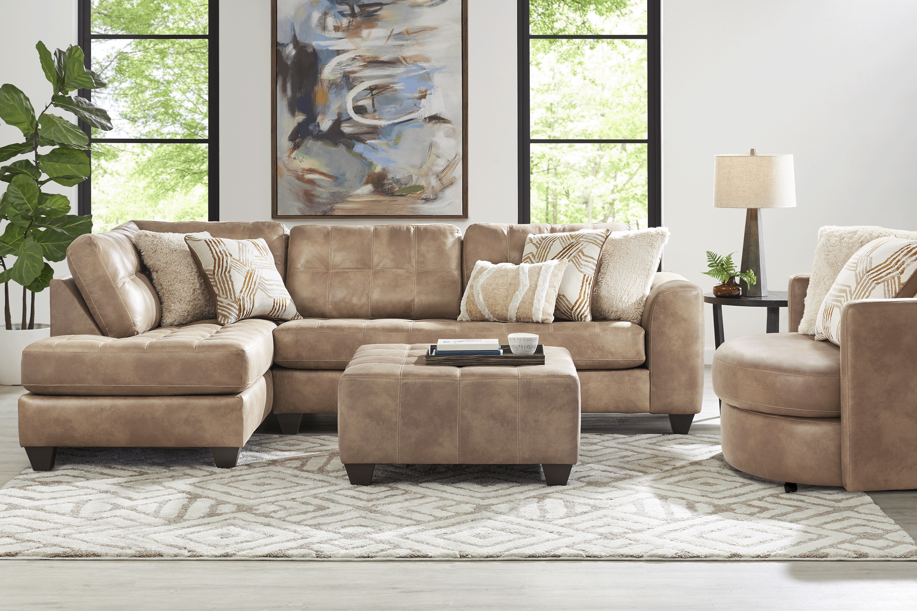 Bellinger Camel 5 Pc Sectional Living Room - Thumbnail - Image 1