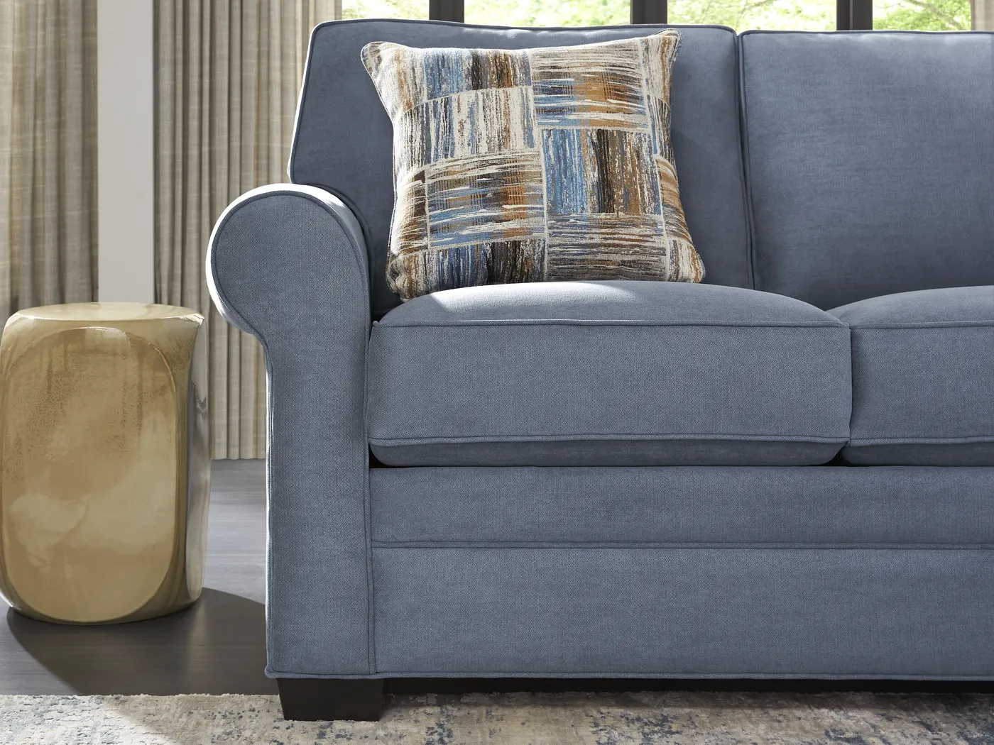 Bellingham Blue Microfiber 7 Pc Living Room with Gel Foam Sleeper Sofa - Thumbnail - Image 9