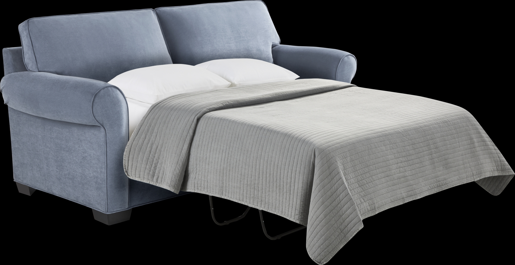 Bellingham Blue Microfiber Sleeper Loveseat - Thumbnail - Image 2