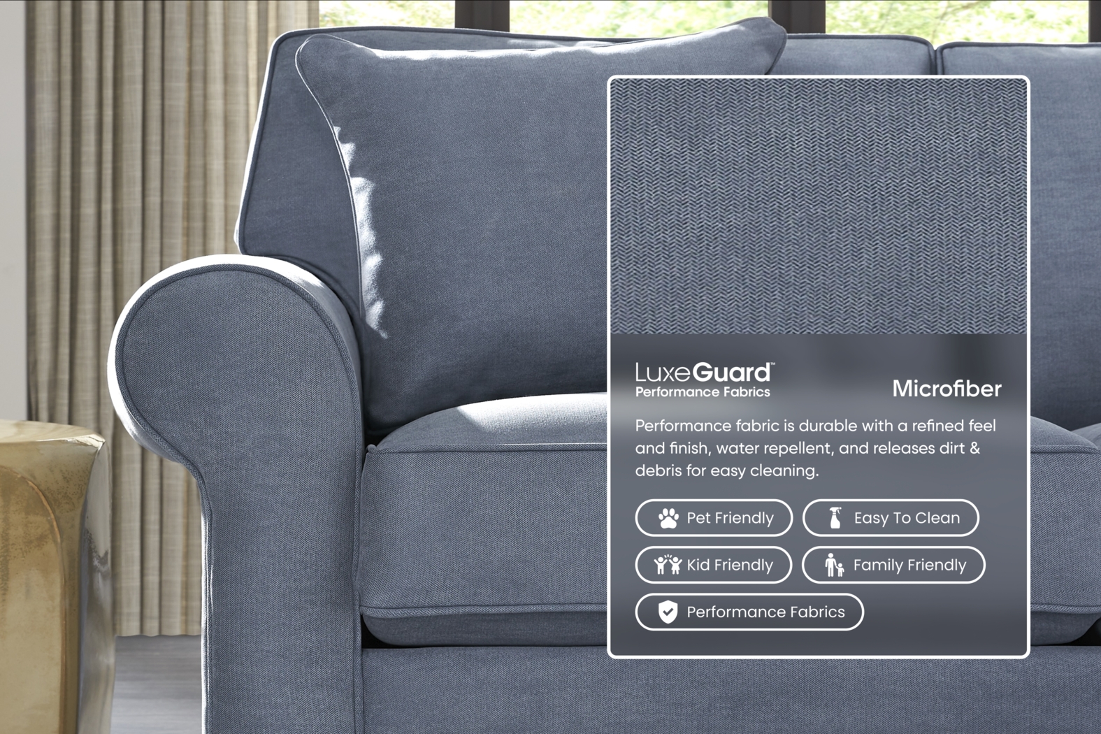 Bellingham Blue Microfiber 7 Pc Living Room - Thumbnail - Image 4