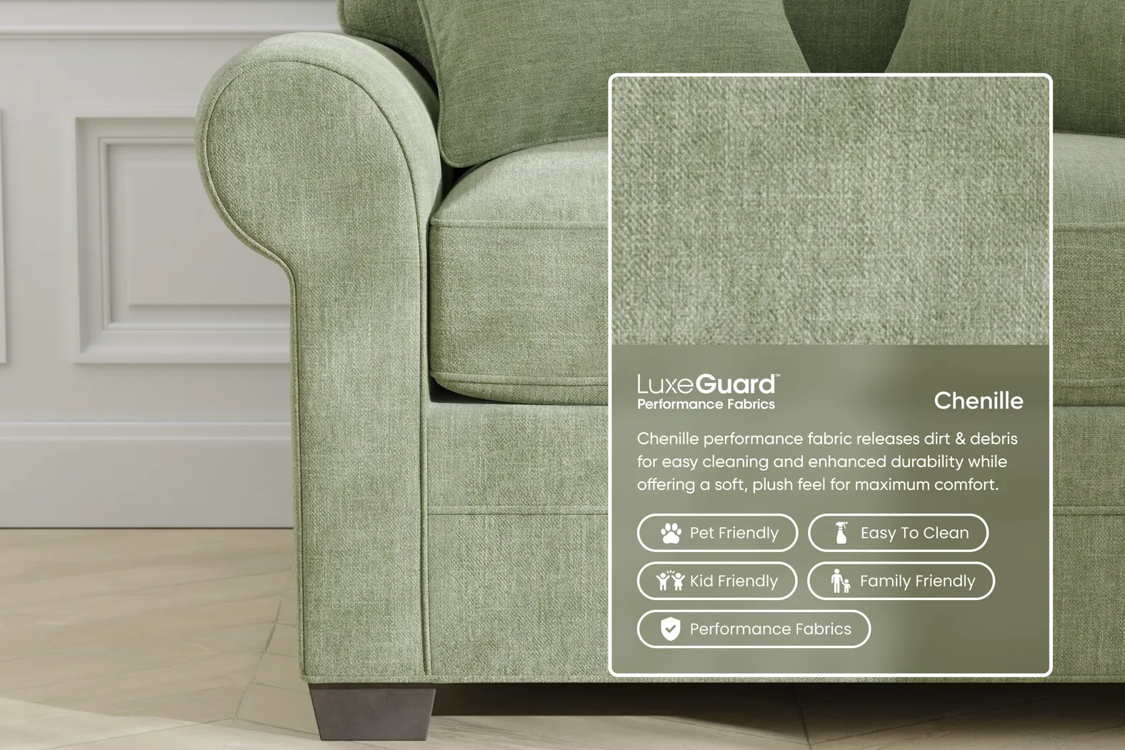 Bellingham Celadon Textured Chenille Gel Foam Sleeper Chair - Thumbnail - Image 2