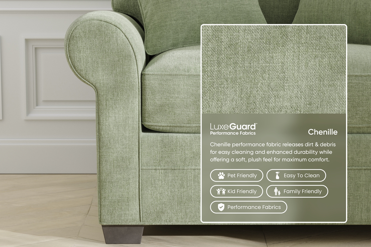 Bellingham Celadon Textured Chenille Sleeper Chair - Thumbnail - Image 2