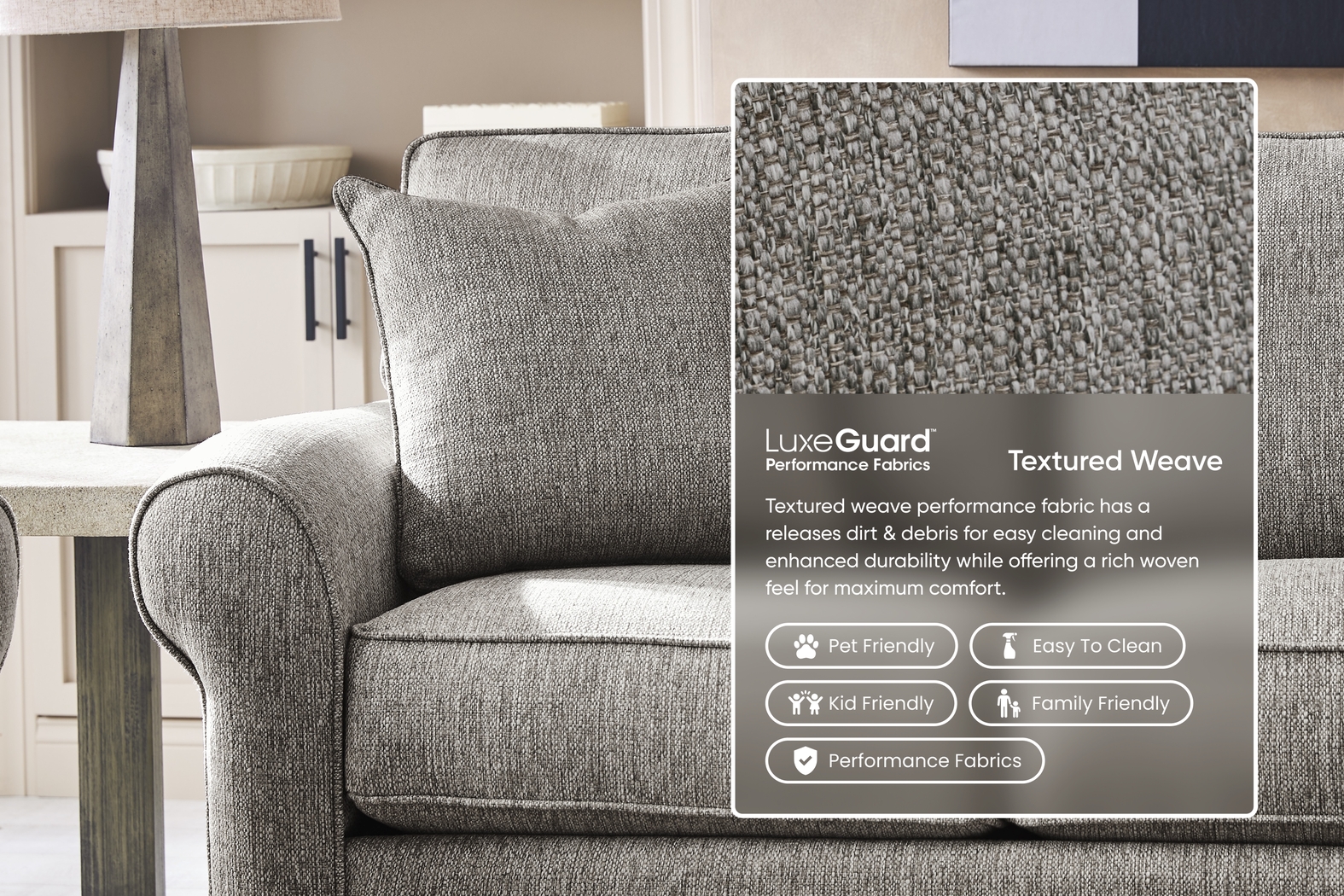 Bellingham Gray Textured Loveseat - Thumbnail - Image 3