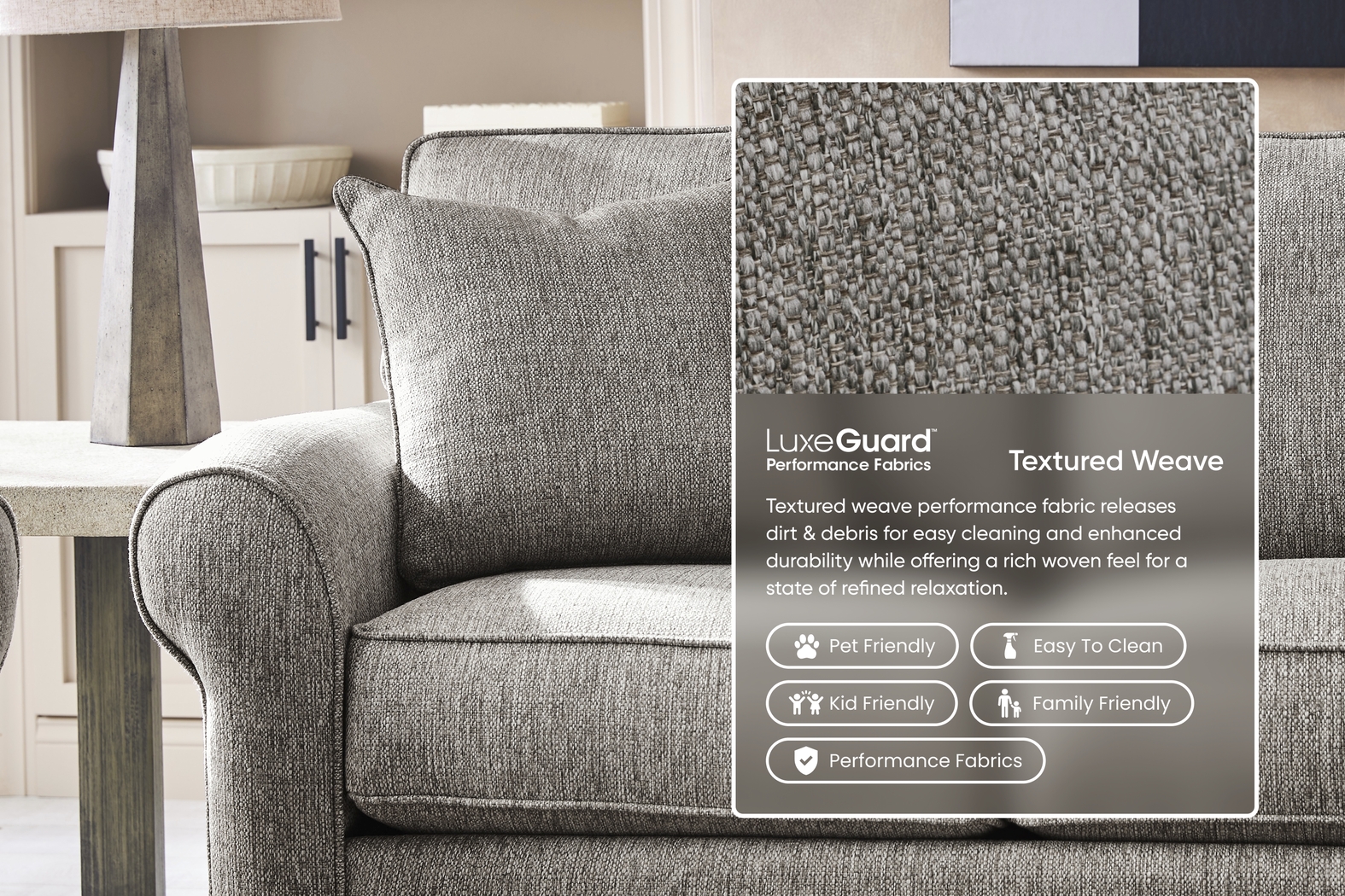 Bellingham Gray Textured Sofa - Thumbnail - Image 3