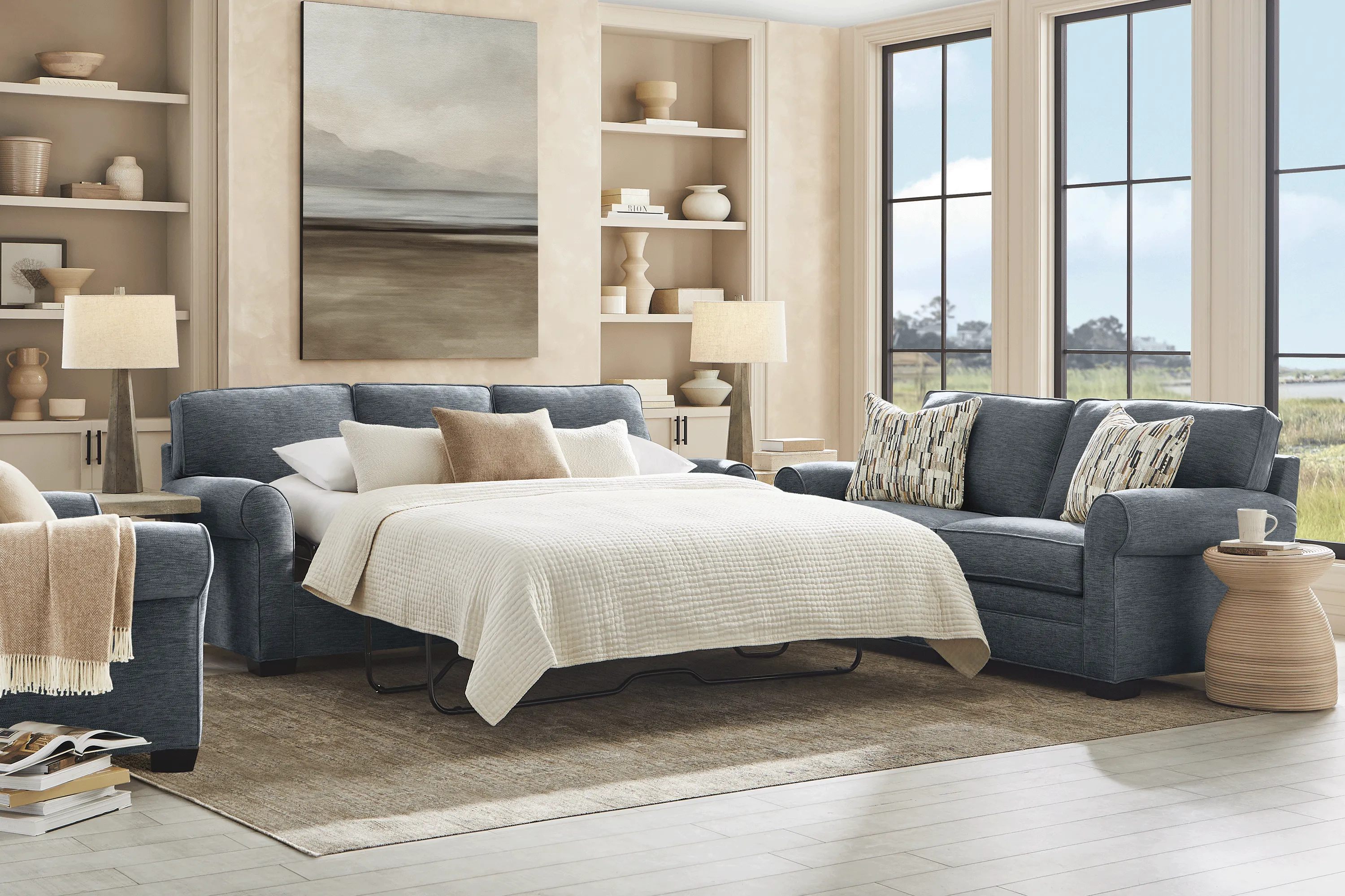 Bellingham Indigo 7 Pc Living Room with Sleeper Sofa - Thumbnail - Image 2