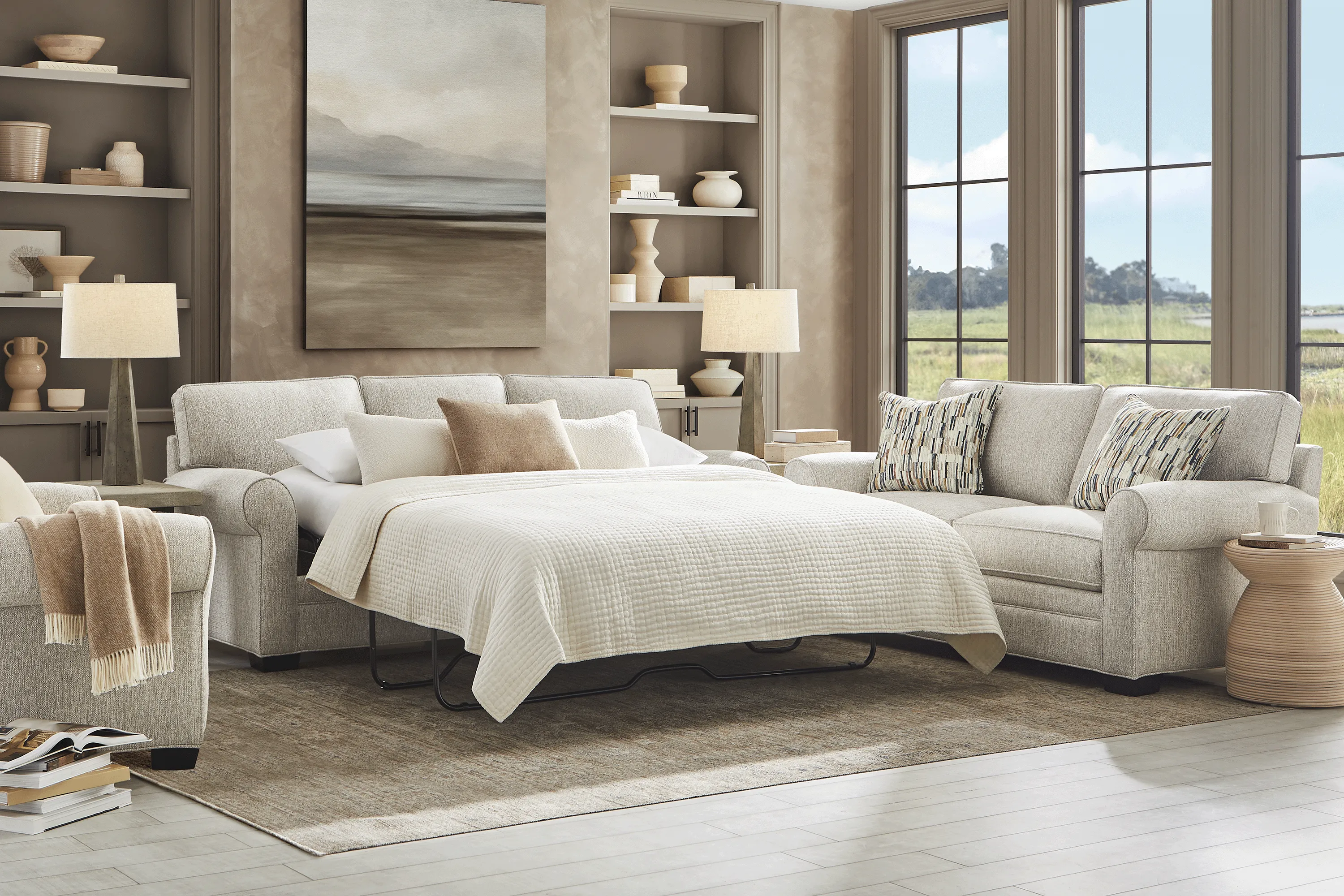 Bellingham Pebble Textured 7 Pc Living Room with Gel Foam Sleeper Sofa - Image 2