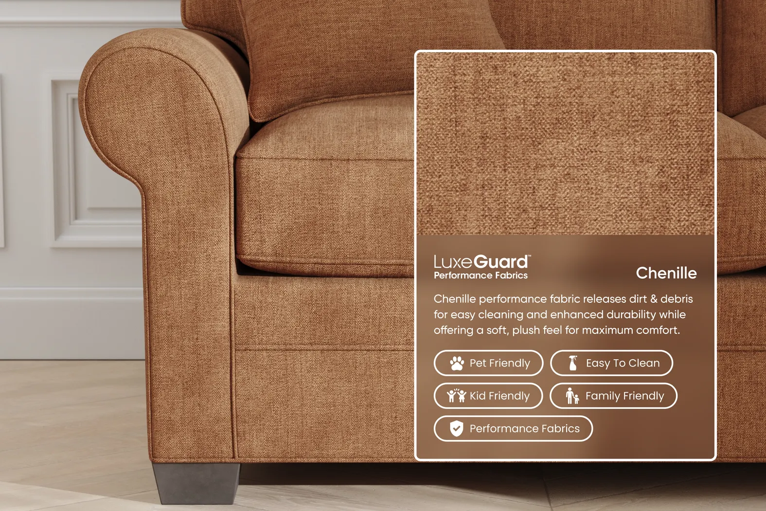 Bellingham Russet Textured Chenille Sleeper Loveseat - Thumbnail - Image 2