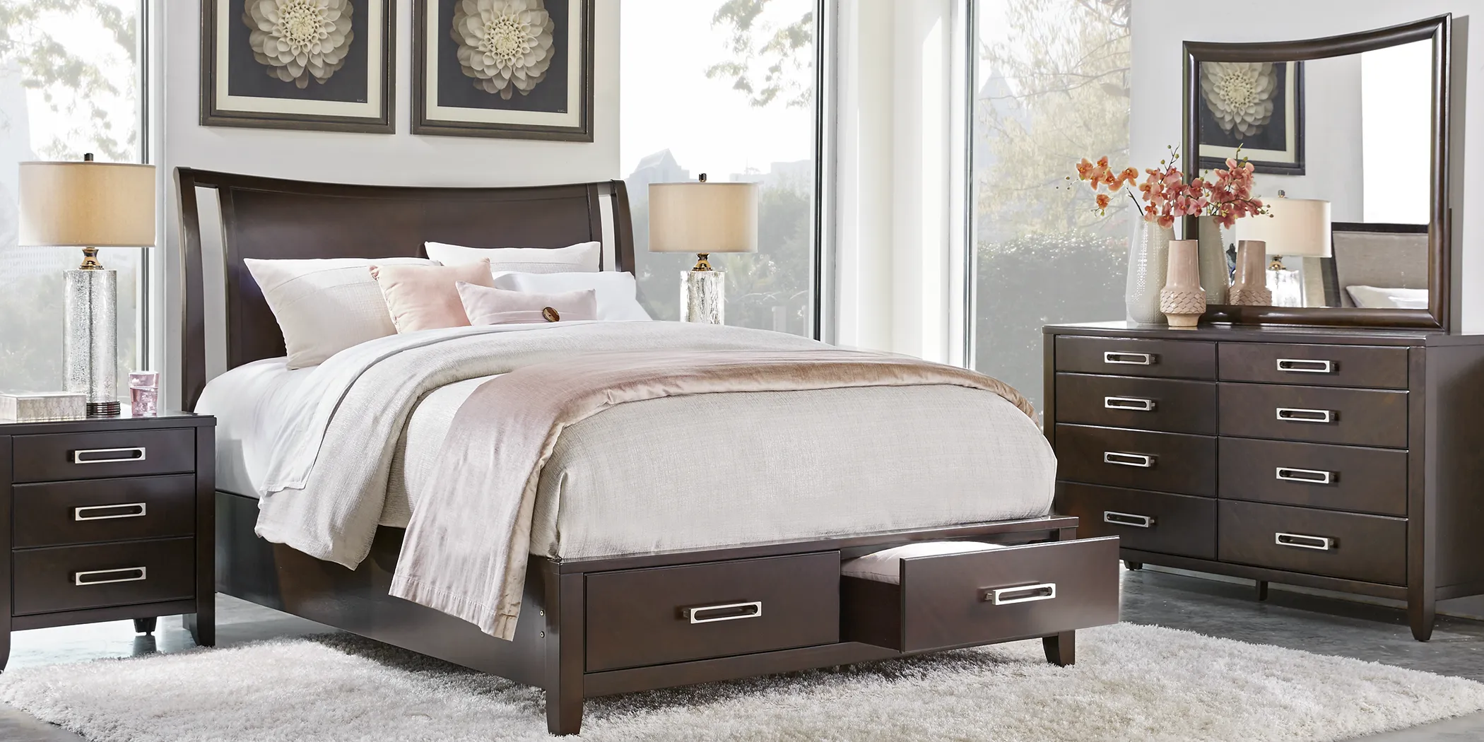 Bellissimo Java 8 Pc Queen Sleigh Bedroom with Storage - Thumbnail - Image 1