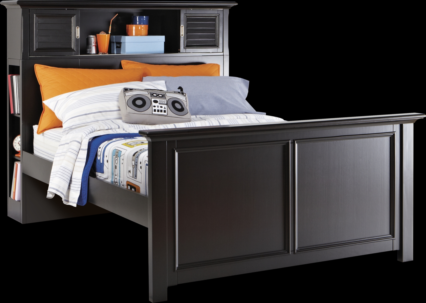 Belmar Black 3 Pc Full Bookcase Bed - Thumbnail - Image 1