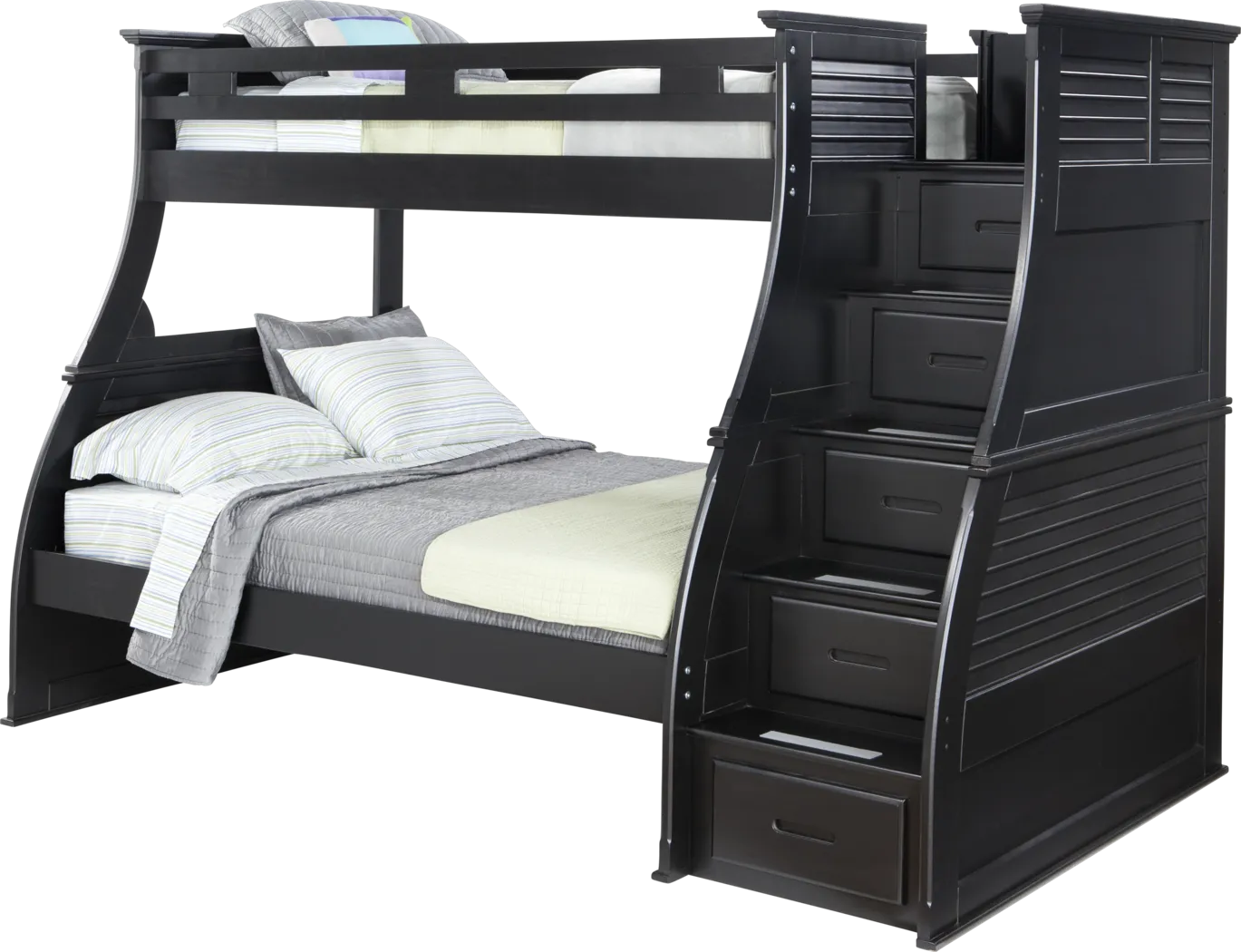 Belmar Black 4 Pc Twin/Full Step Storage Bunk Bed - Thumbnail - Image 1