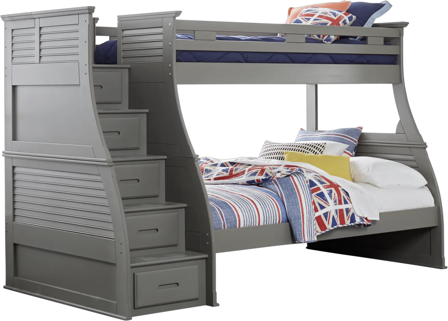 Belmar Gray 4 Pc Twin/Full Step Storage Bunk Bed - Thumbnail - Image 1