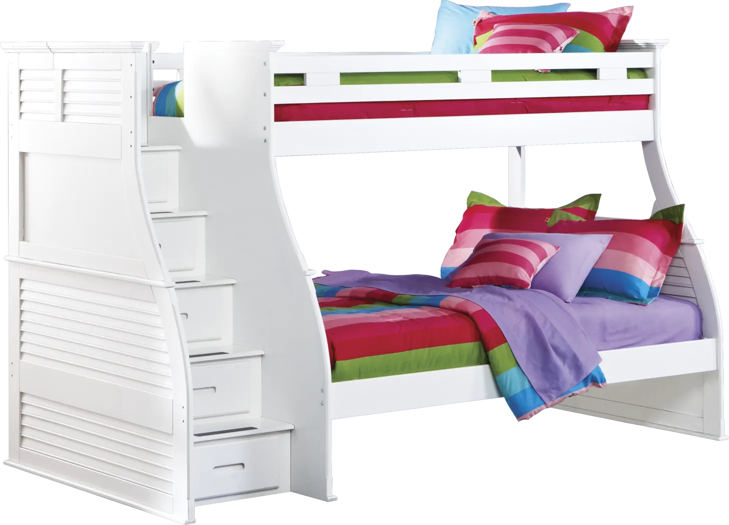 Belmar White 4 Pc Twin/Full Step Storage Bunk Bed - Thumbnail - Image 1