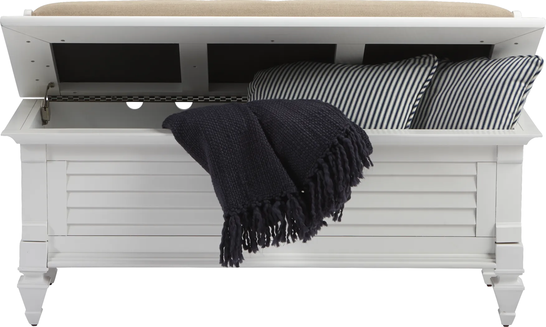 Belmar White Storage Bench - Thumbnail - Image 2