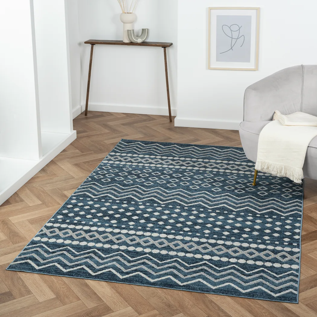 Belpine Navy 5' x 7' Rug - Thumbnail - Image 2