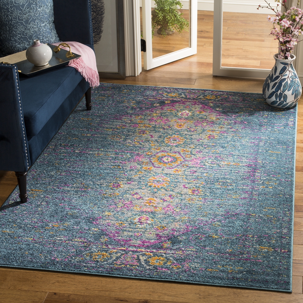 Beltrees Blooms Blue 5'1 x 7'6 Rug - Thumbnail - Image 2