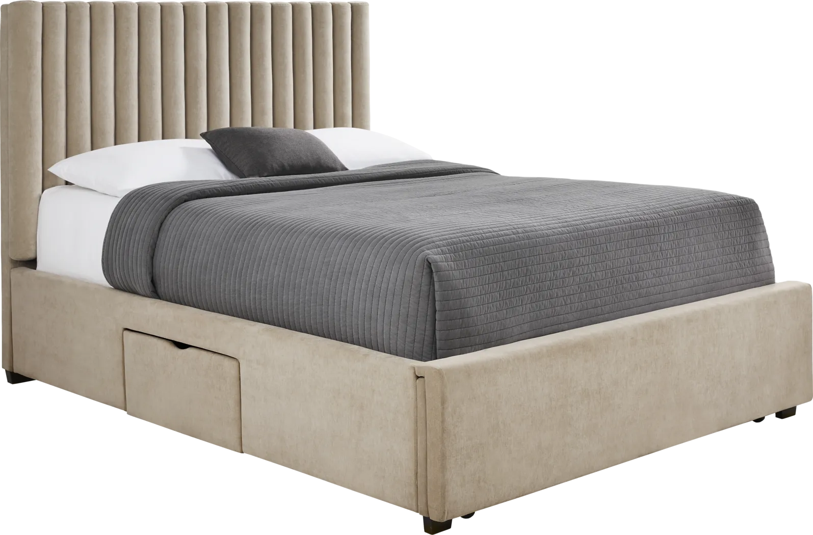 Belvedere Beige 3 Pc King Upholstered Storage Bed - Thumbnail - Image 3