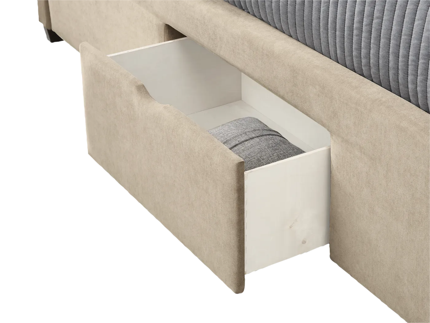 Belvedere Beige 3 Pc King Upholstered Storage Bed - Thumbnail - Image 4