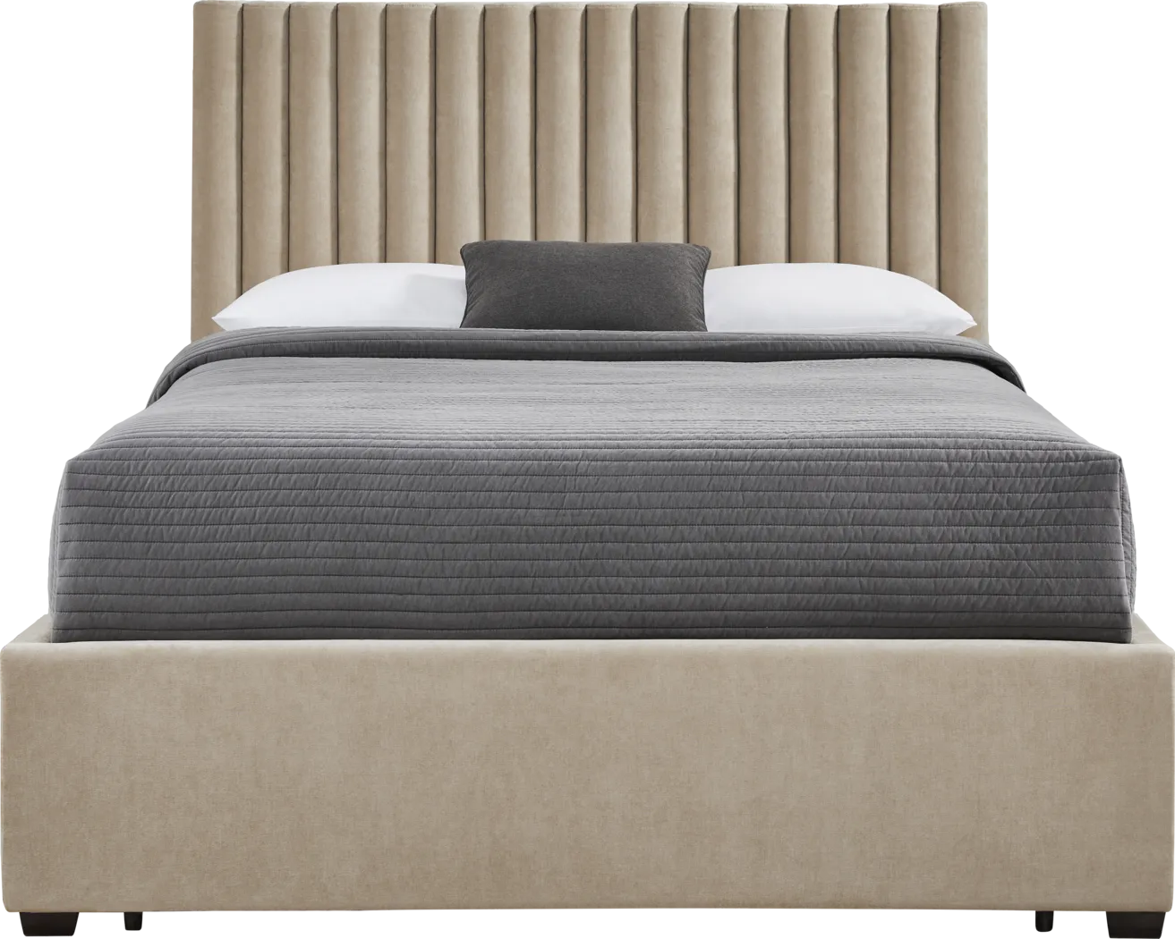 Belvedere Beige 3 Pc King Upholstered Storage Bed - Thumbnail - Image 1