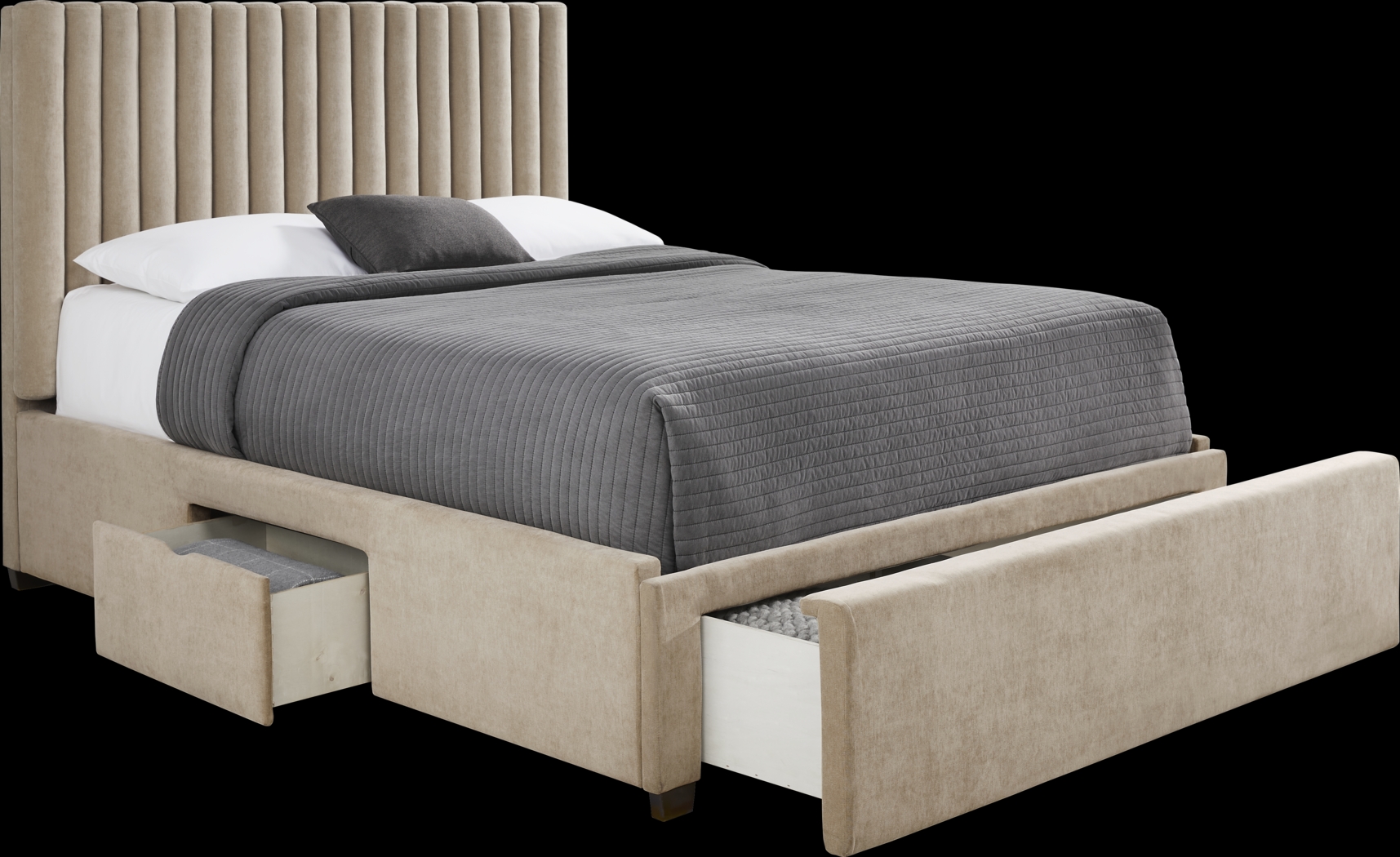 Belvedere Beige 3 Pc Queen Upholstered Storage Bed - Thumbnail - Image 2