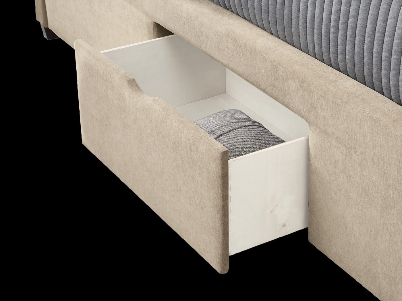 Belvedere Beige 3 Pc Queen Upholstered Storage Bed - Thumbnail - Image 4