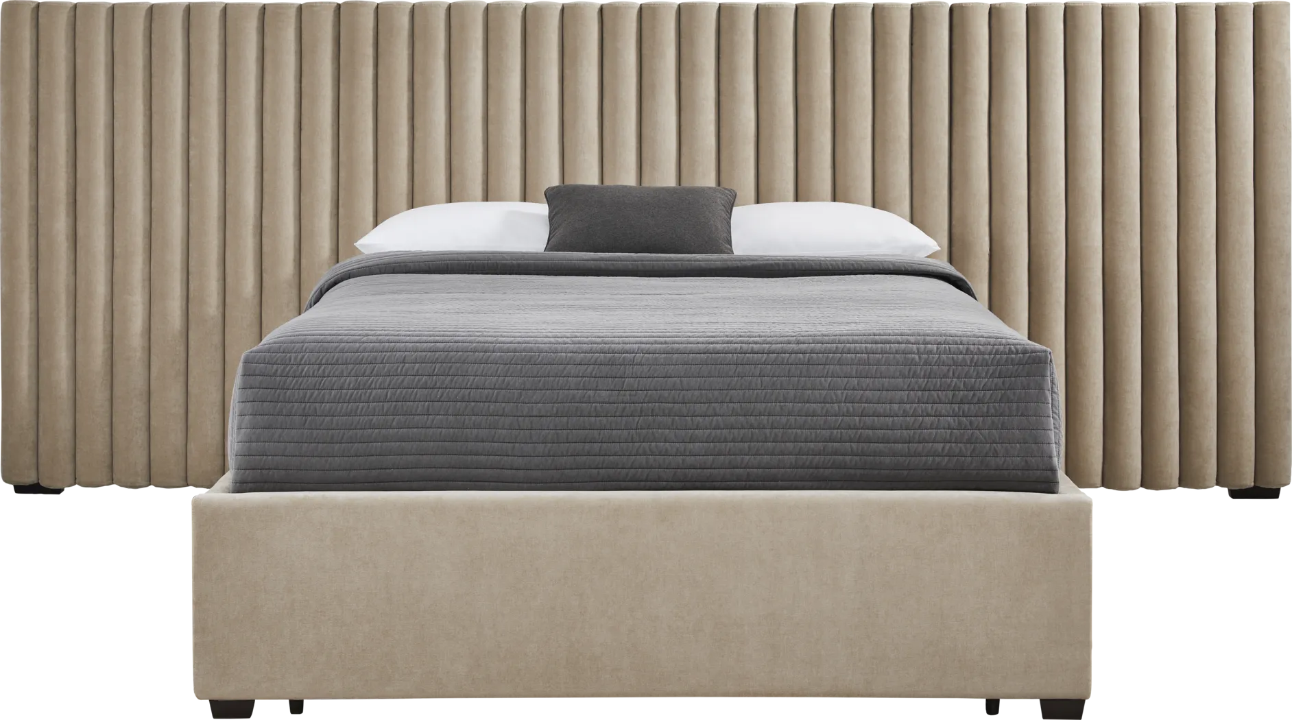 Belvedere Beige 4 Pc Queen Upholstered Storage Wall Bed - Thumbnail - Image 1