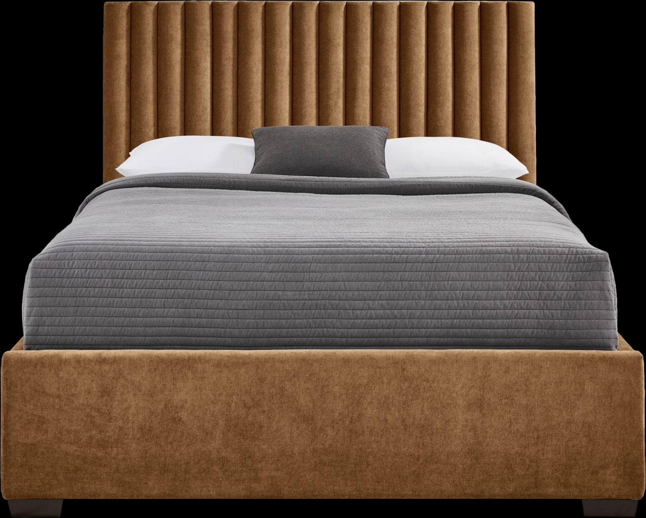 Belvedere Cognac 3 Pc King Upholstered Bed - Thumbnail - Image 1