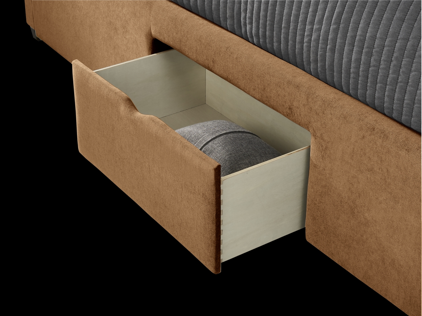 Belvedere Cognac 3 Pc King Upholstered Storage Bed - Thumbnail - Image 4