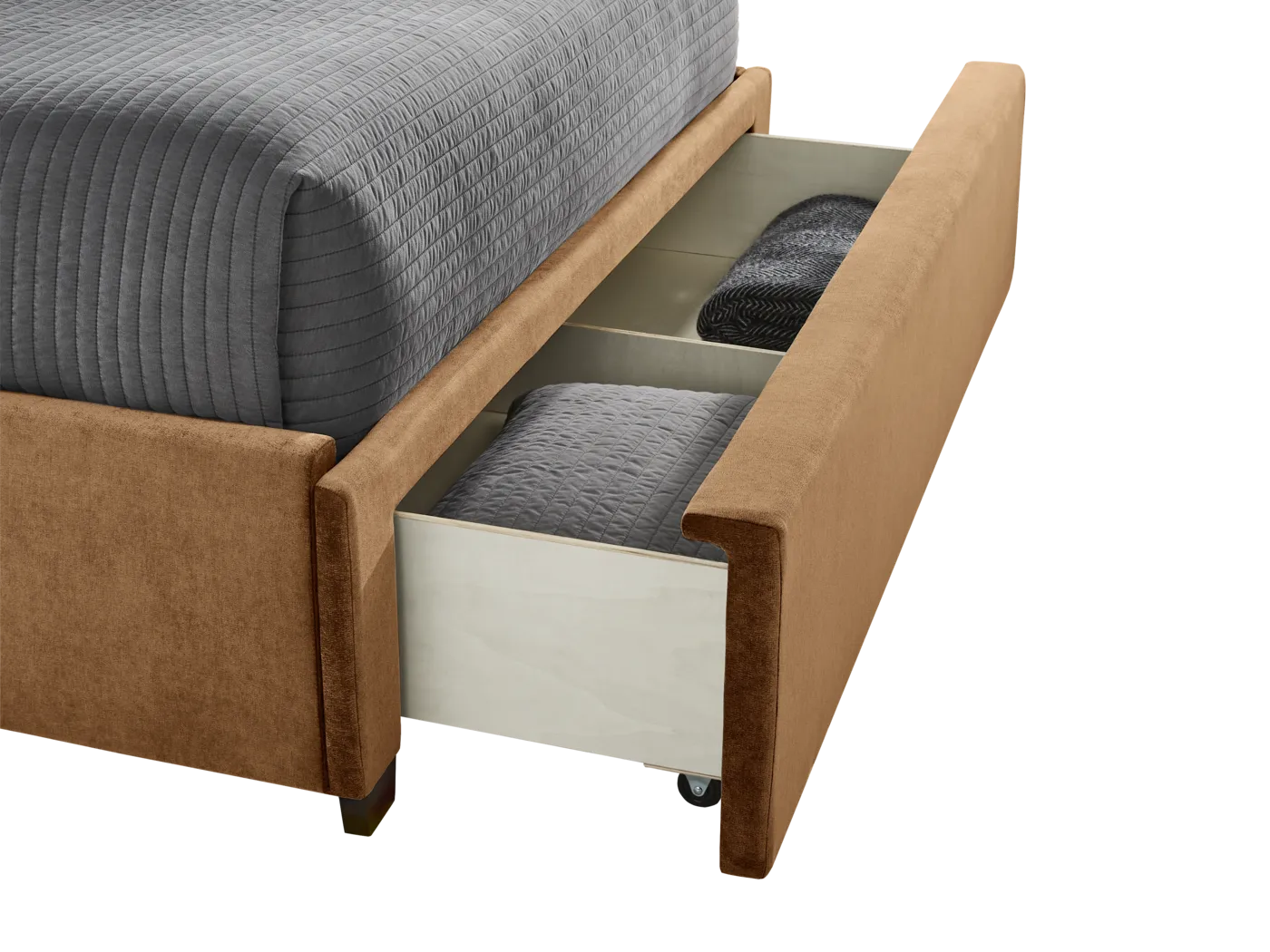 Belvedere Cognac 3 Pc King Upholstered Storage Bed - Image 5