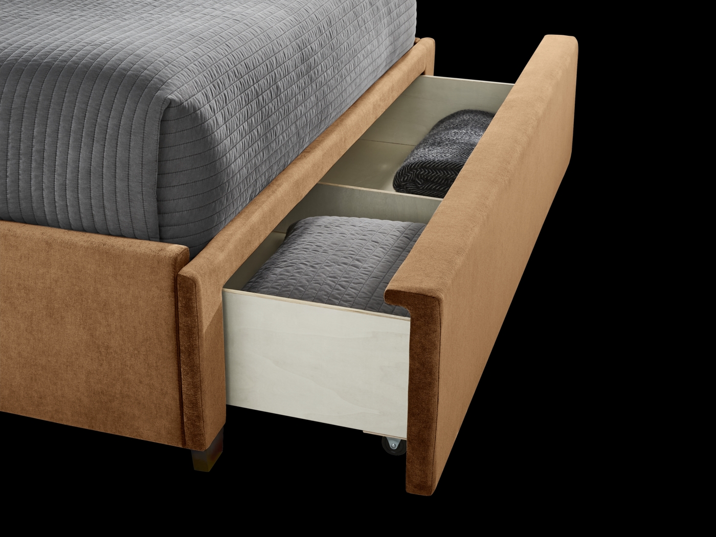 Belvedere Cognac 3 Pc Queen Upholstered Storage Bed - Thumbnail - Image 2