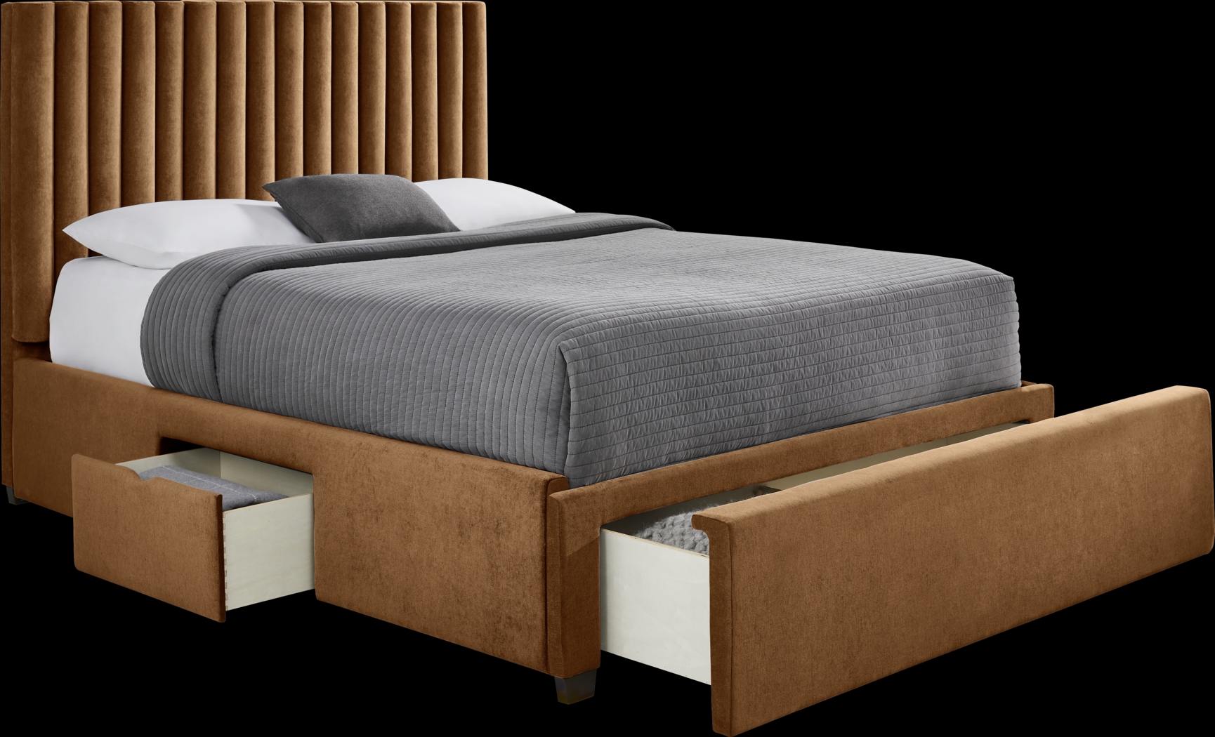 Belvedere Cognac 3 Pc Queen Upholstered Storage Bed - Thumbnail - Image 2