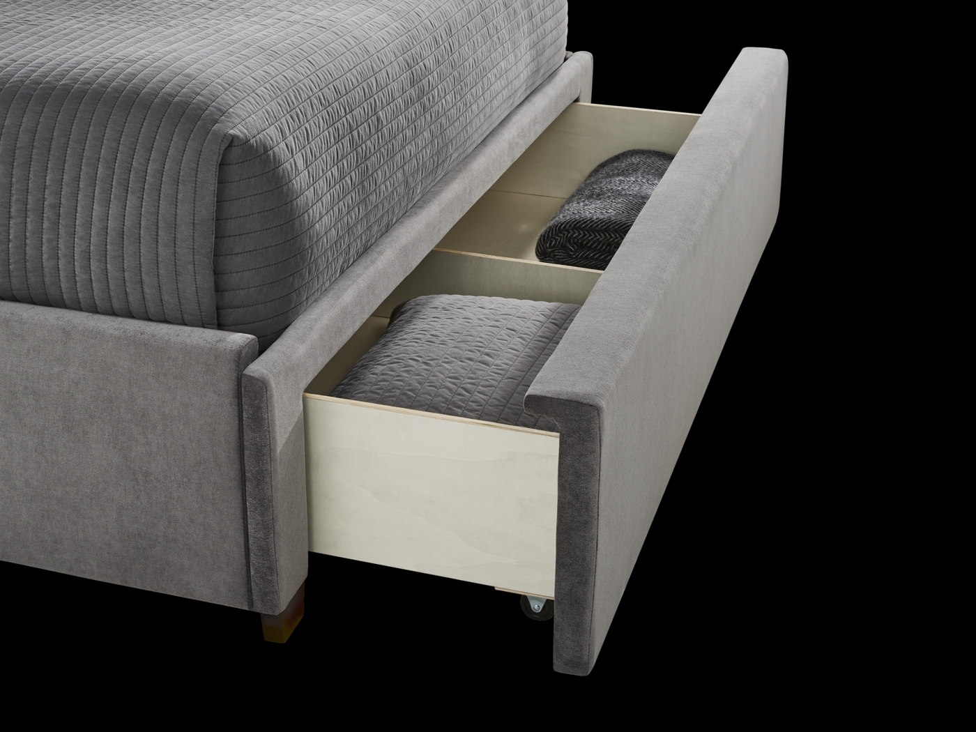 Belvedere Smoke 3 Pc Queen Upholstered Storage Bed - Thumbnail - Image 2