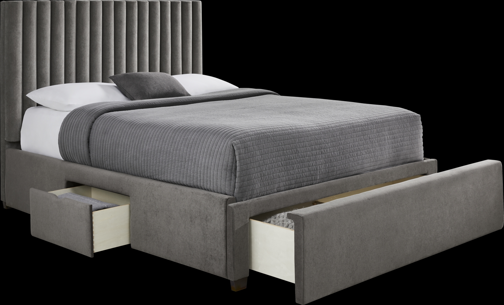 Belvedere Smoke 3 Pc Queen Upholstered Storage Bed - Thumbnail - Image 2