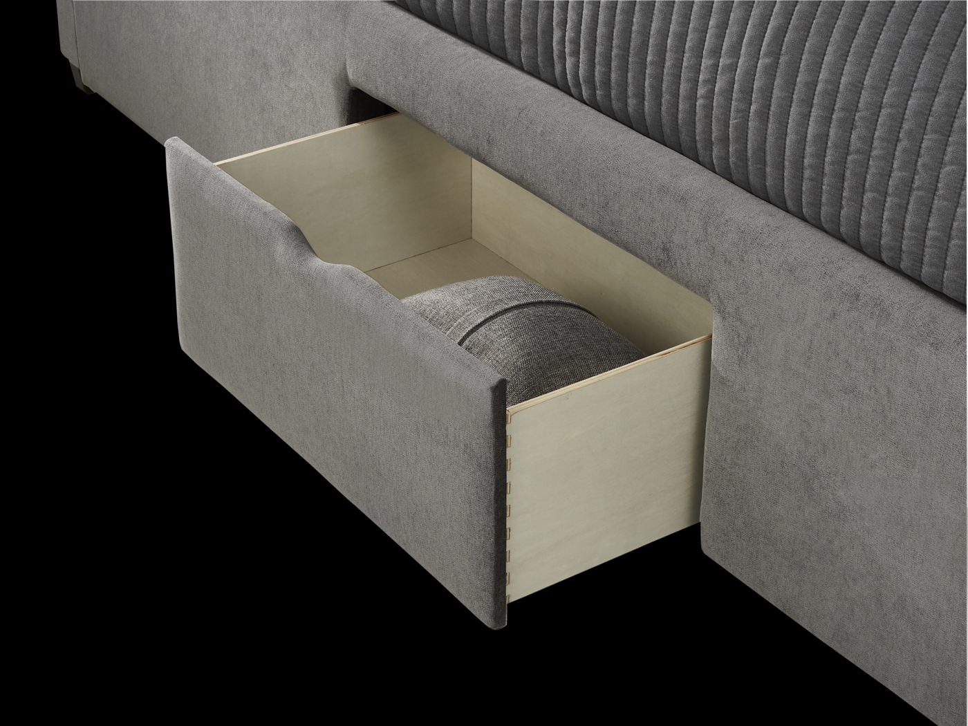 Belvedere Smoke 3 Pc Queen Upholstered Storage Bed - Thumbnail - Image 4