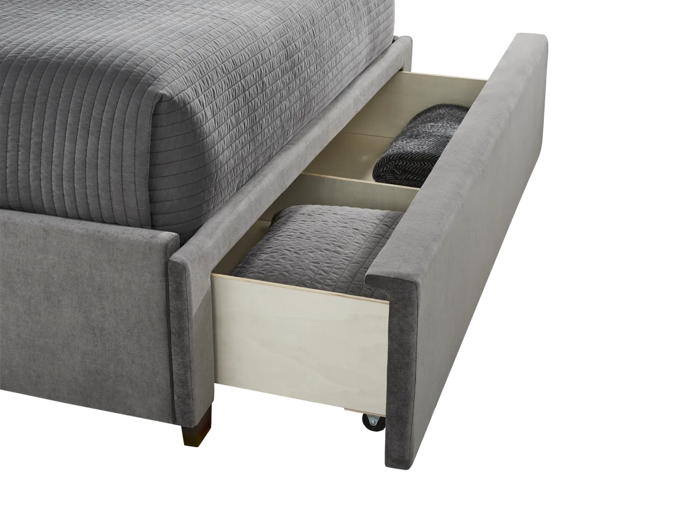 Belvedere Smoke 3 Pc Queen Upholstered Storage Bed - Image 5