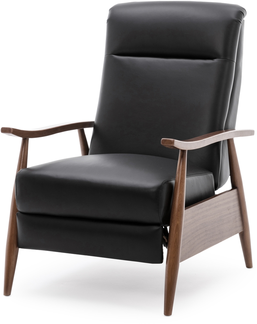 Benbro II Black Leather Push Back Recliner - Thumbnail - Image 2