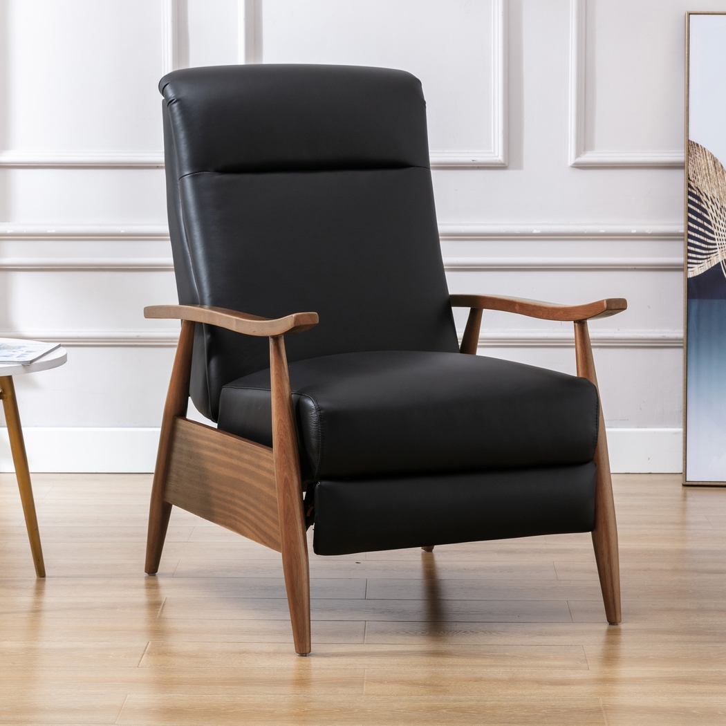 Benbro II Black Leather Push Back Recliner - Thumbnail - Image 12