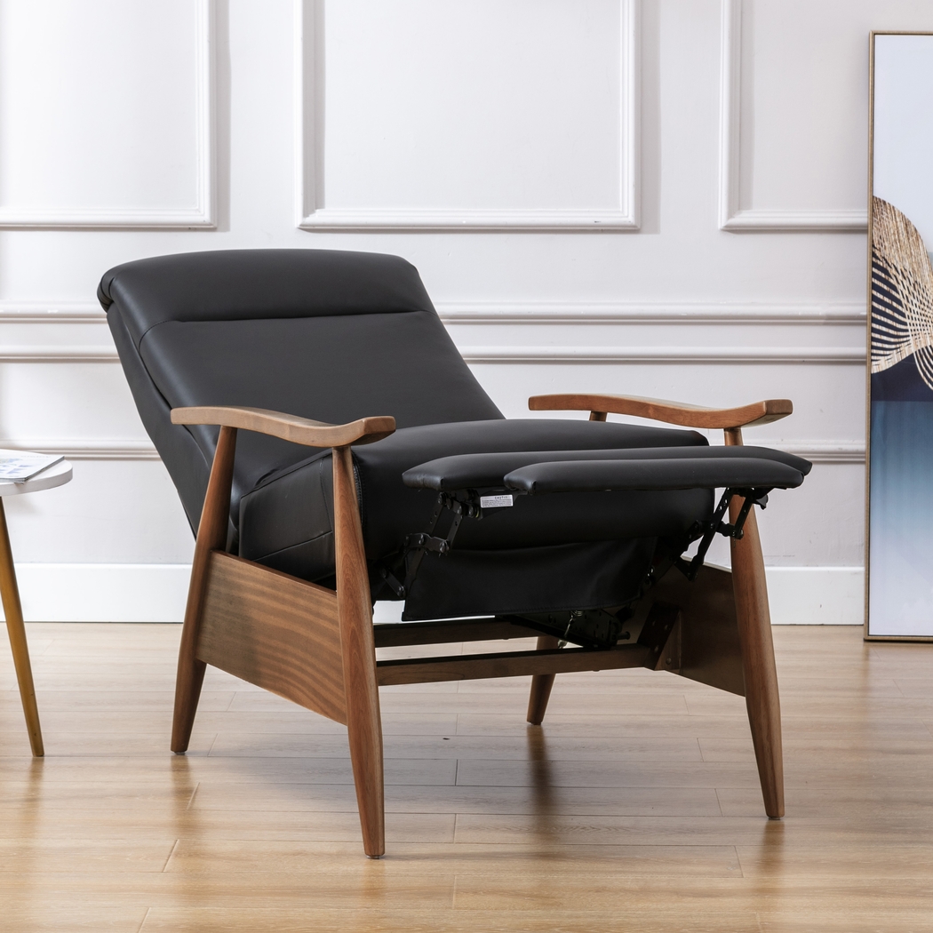 Benbro II Black Leather Push Back Recliner - Thumbnail - Image 14