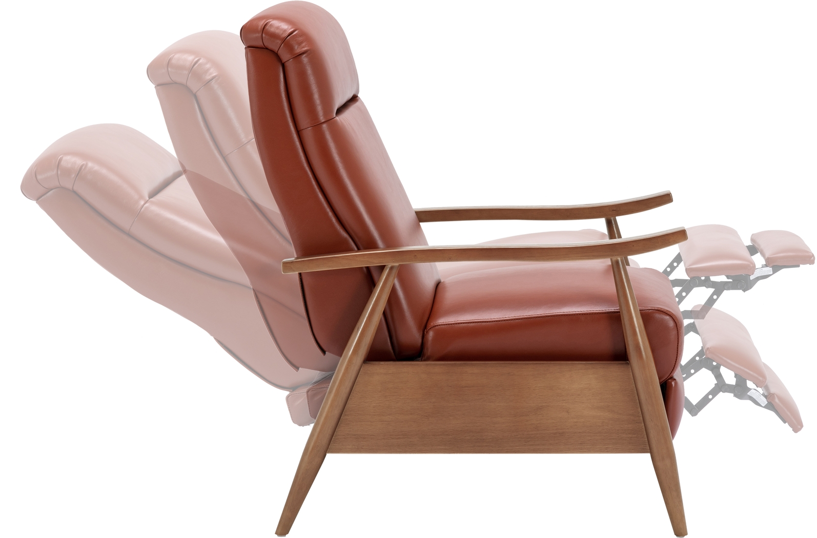 Benbro II Brown Leather Push Back Recliner - Thumbnail - Image 5