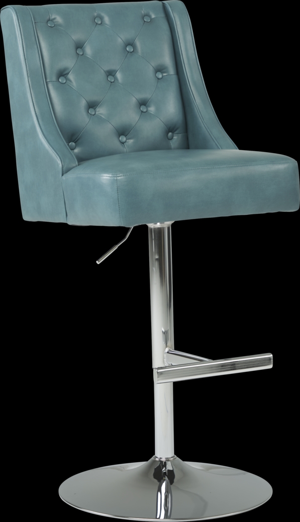 Benji Blue Adjustable Swivel Barstool - Thumbnail - Image 1