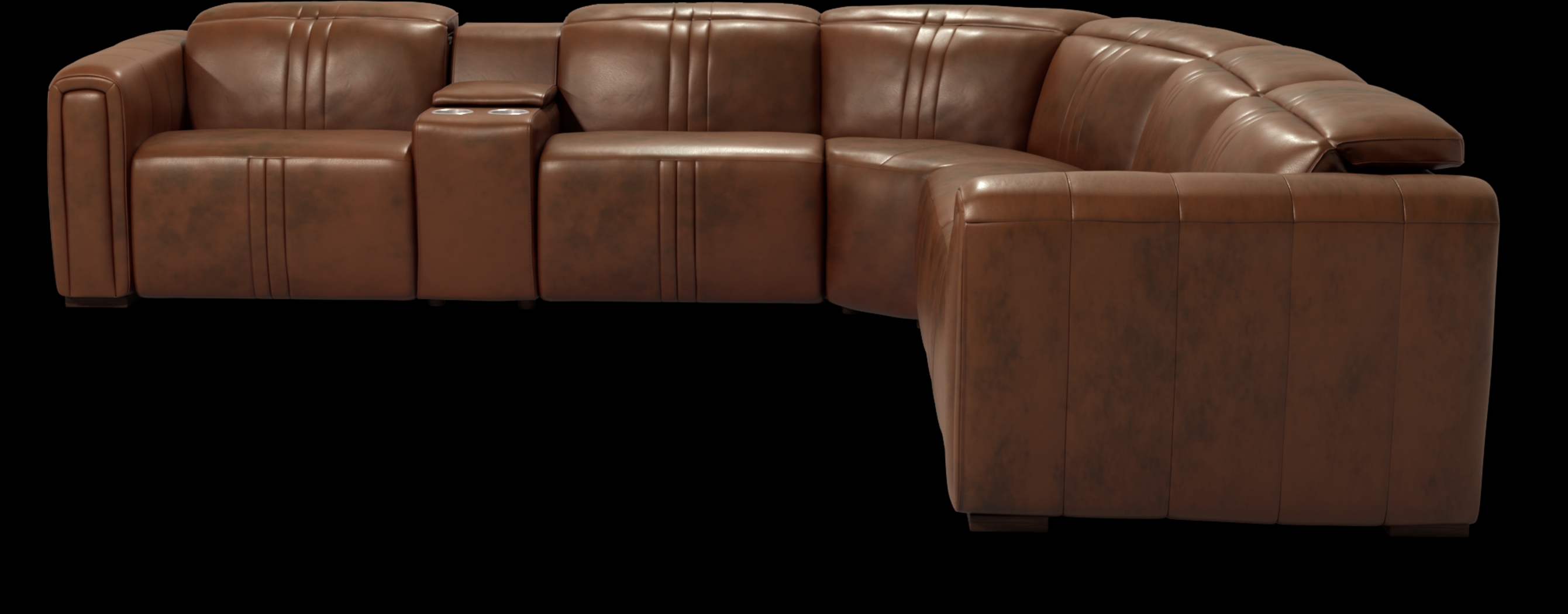 Bennett Valley Brown 6 Pc Leather Dual Power Reclining Sectional - Thumbnail - Image 2