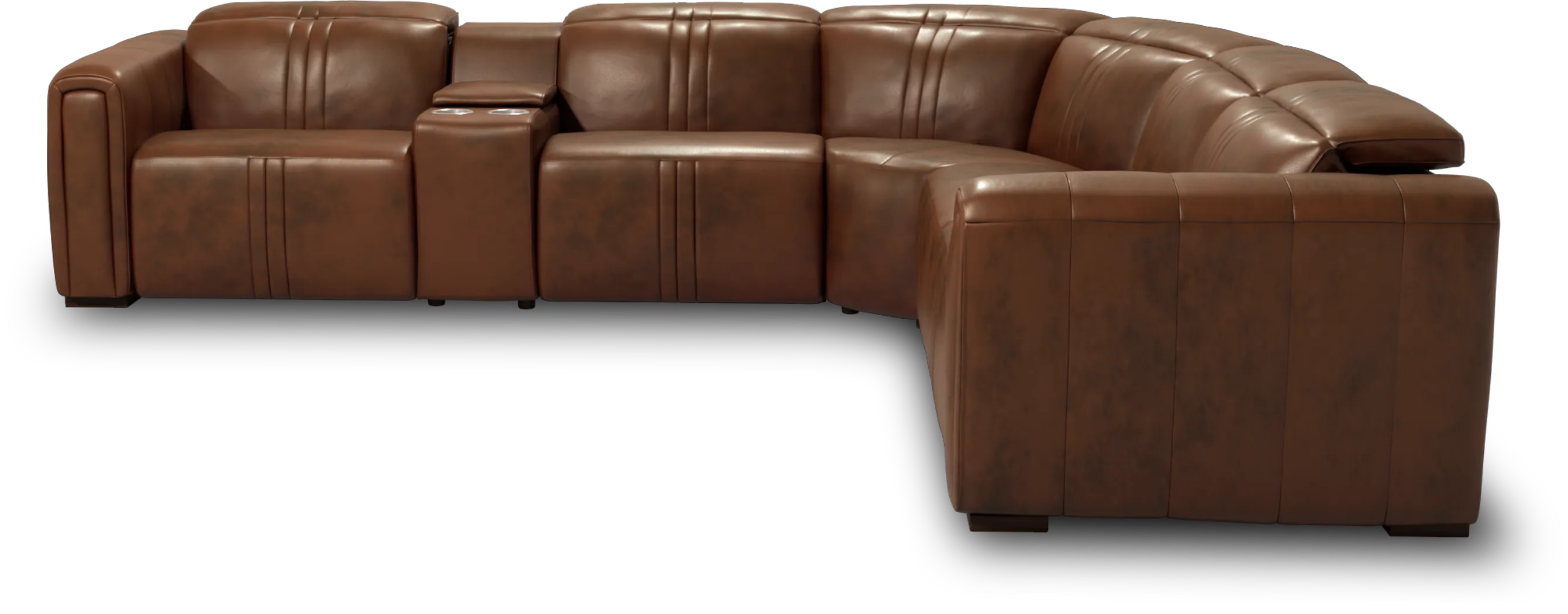 Bennett Valley Brown 6 Pc Leather Dual Power Reclining Sectional - Thumbnail - Image 3