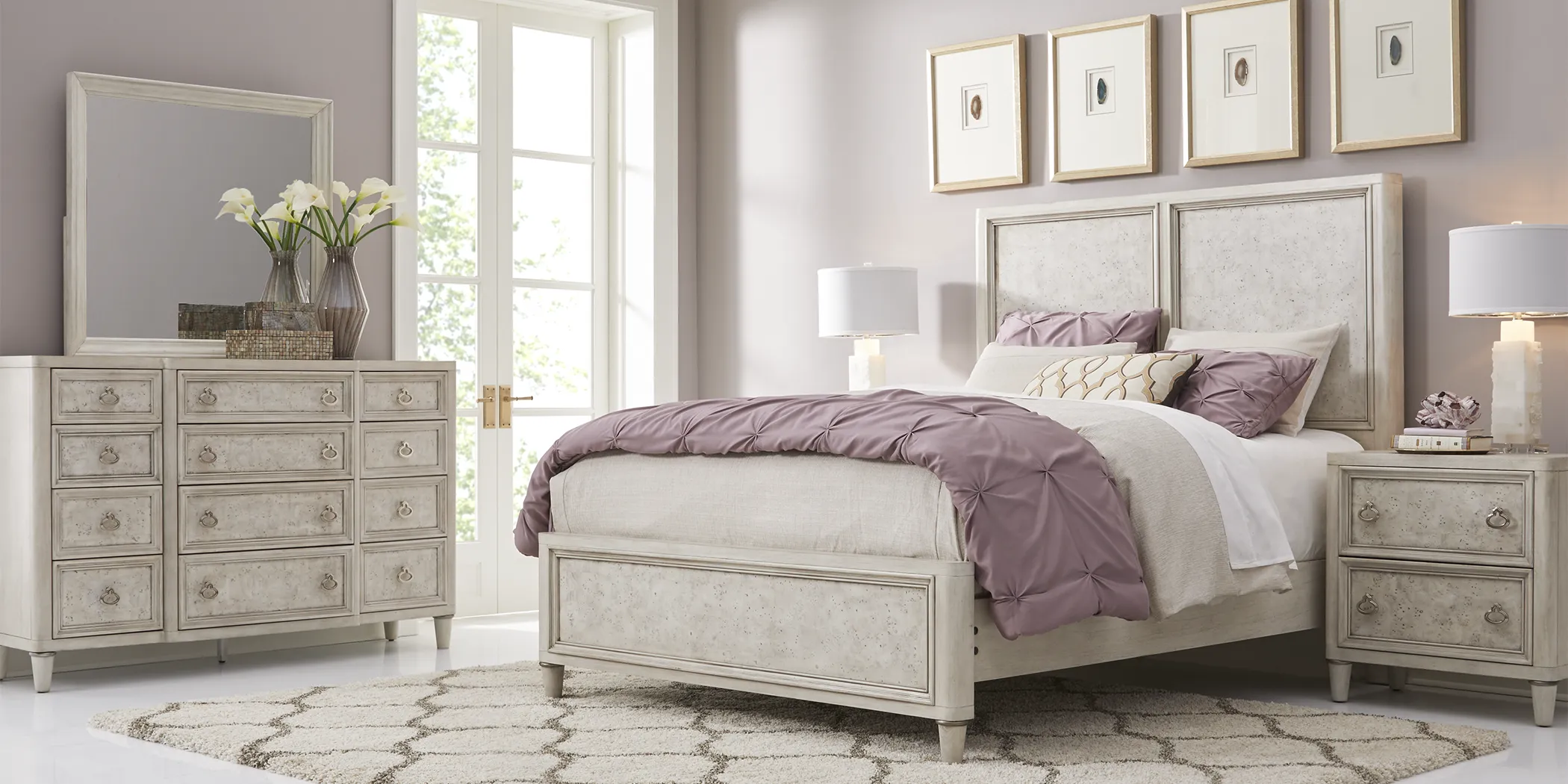 Bentley Hills Light Gray 7 Pc King Panel Bedroom - Thumbnail - Image 1