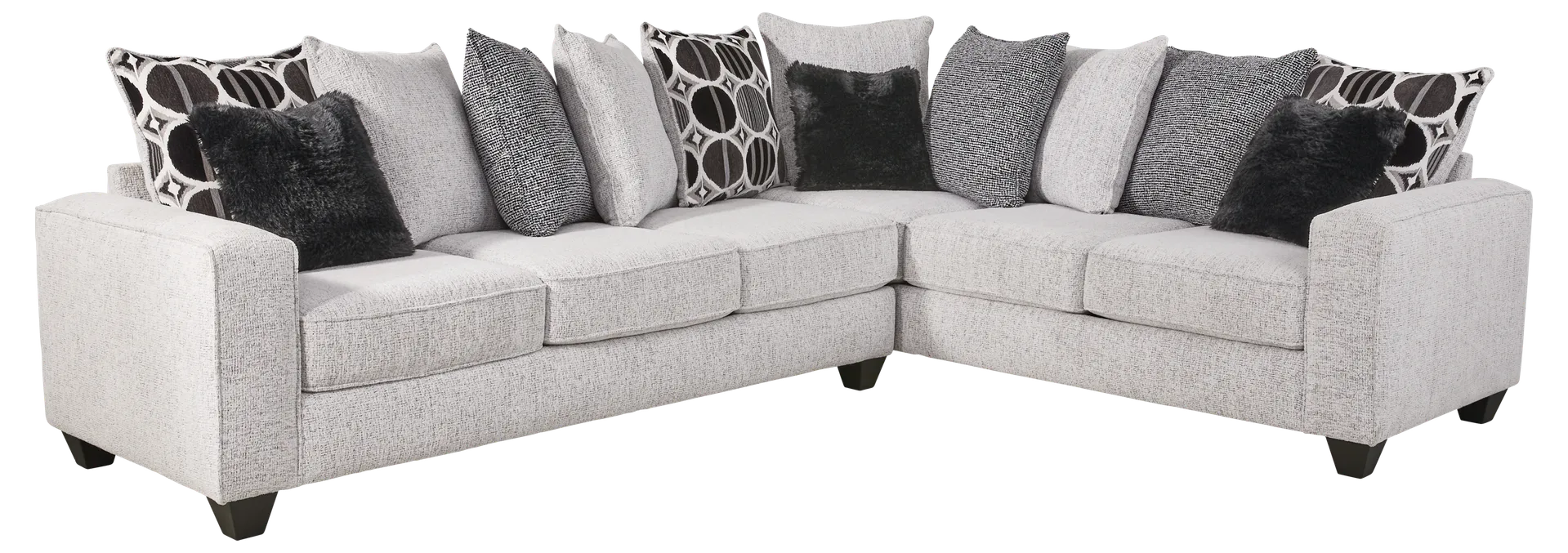 gray 2 pc right arm chaise sectional