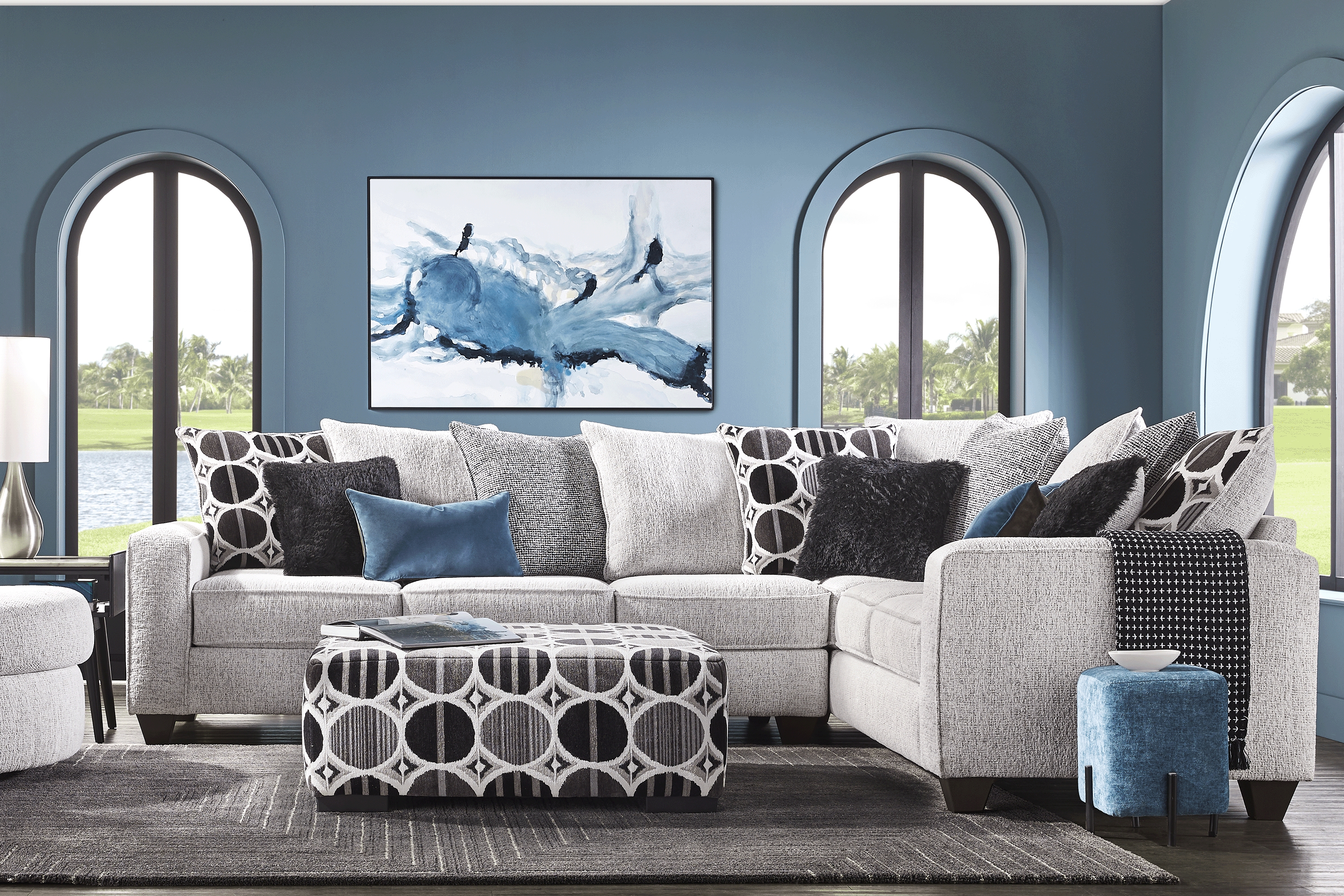 Benton Place Gray 5 Pc Sectional Living Room - Thumbnail - Image 1