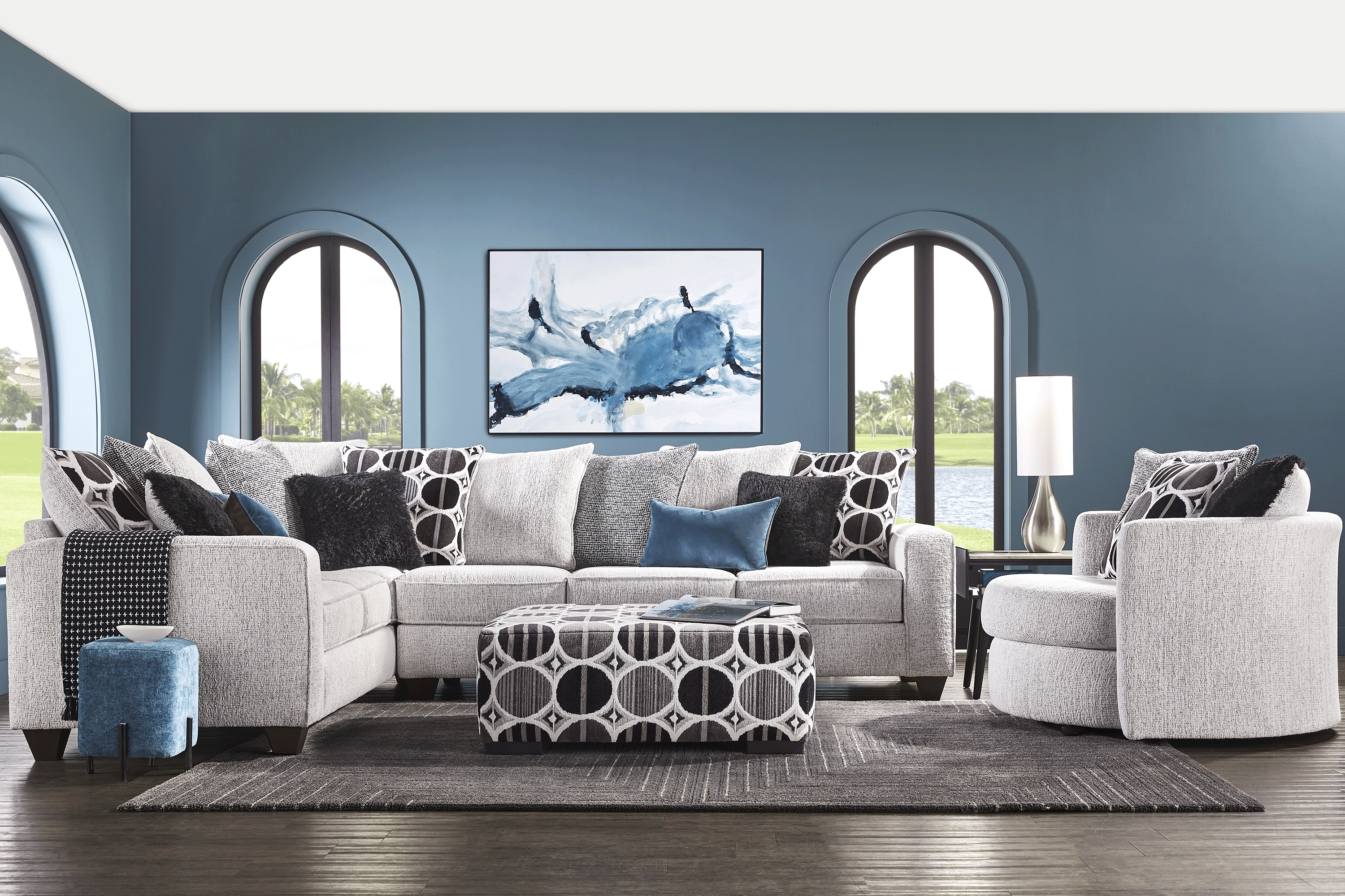 Benton Place Gray 6 Pc Sectional Living Room - Thumbnail - Image 1