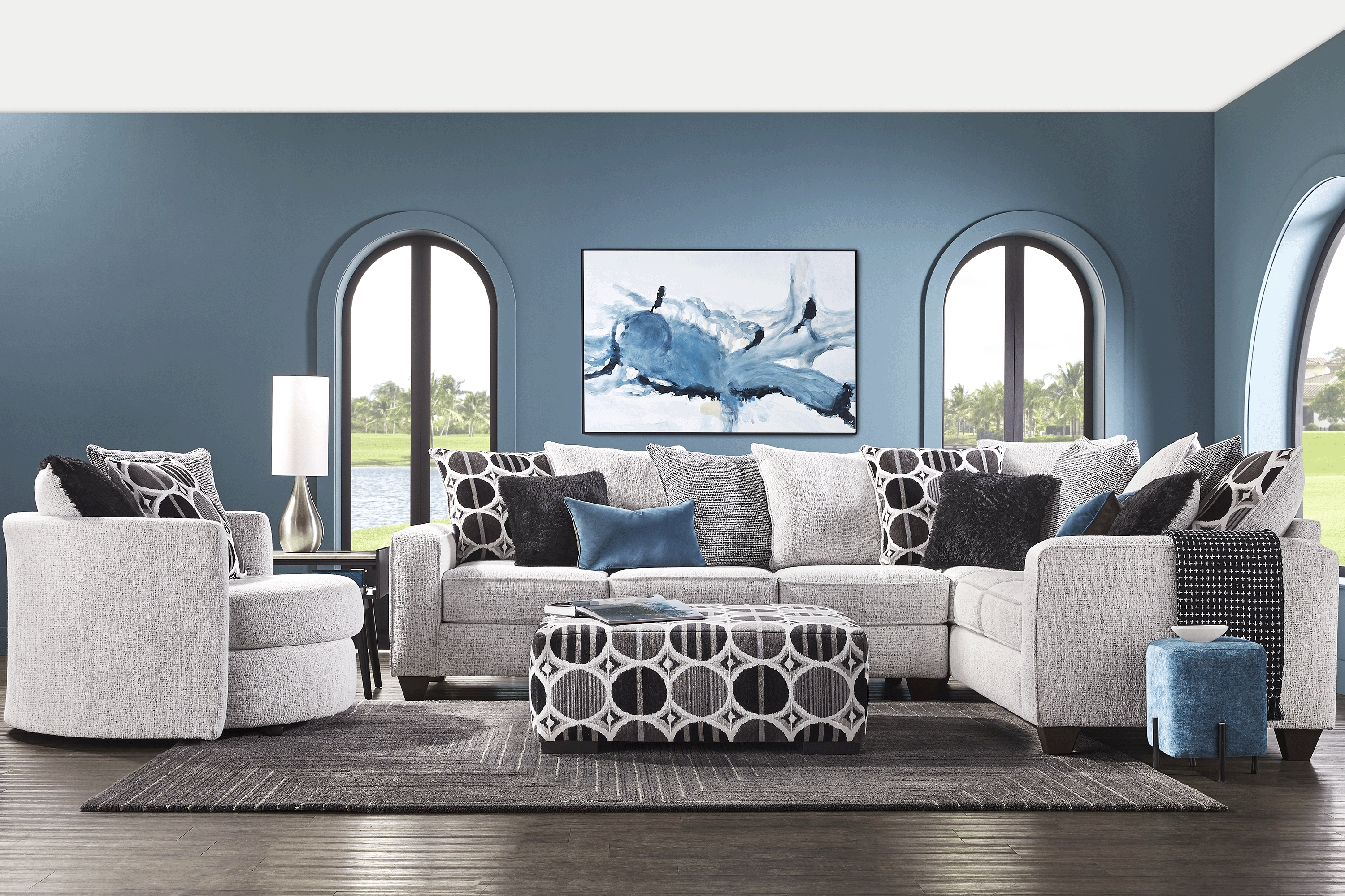 Benton Place Gray 6 Pc Sectional Living Room - Thumbnail - Image 1