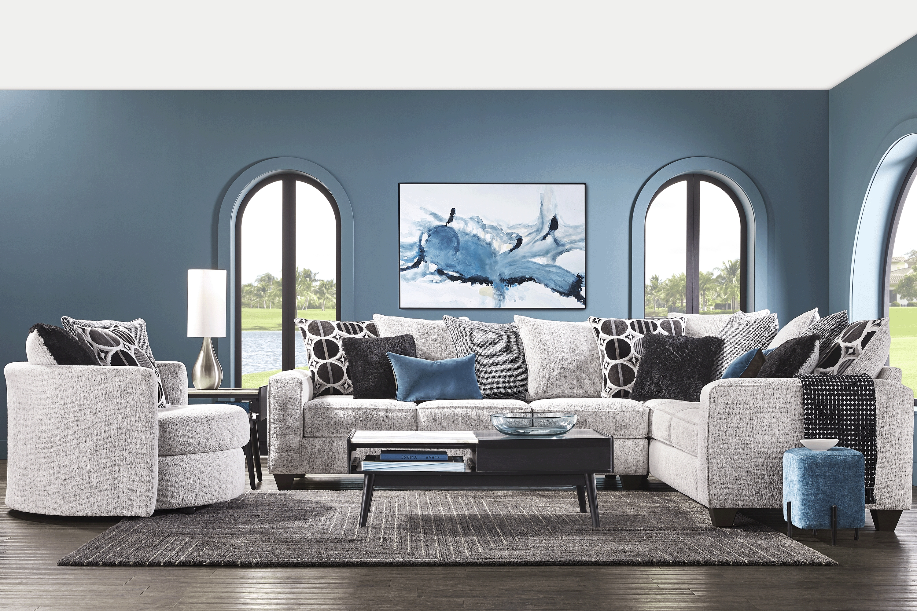 Benton Place Gray 6 Pc Sectional Living Room - Thumbnail - Image 1