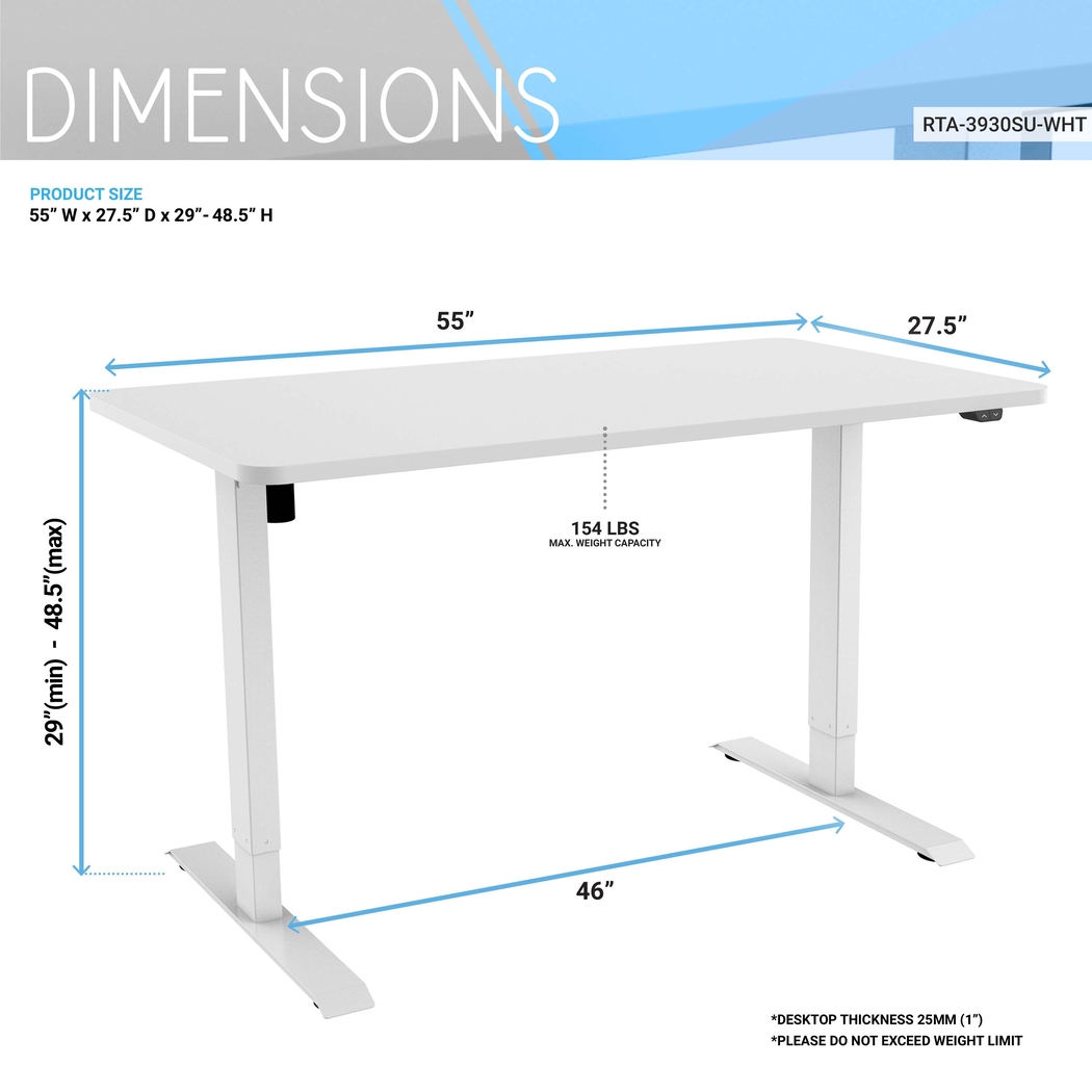 Benwin White Adjustable Desk - Thumbnail - Image 4