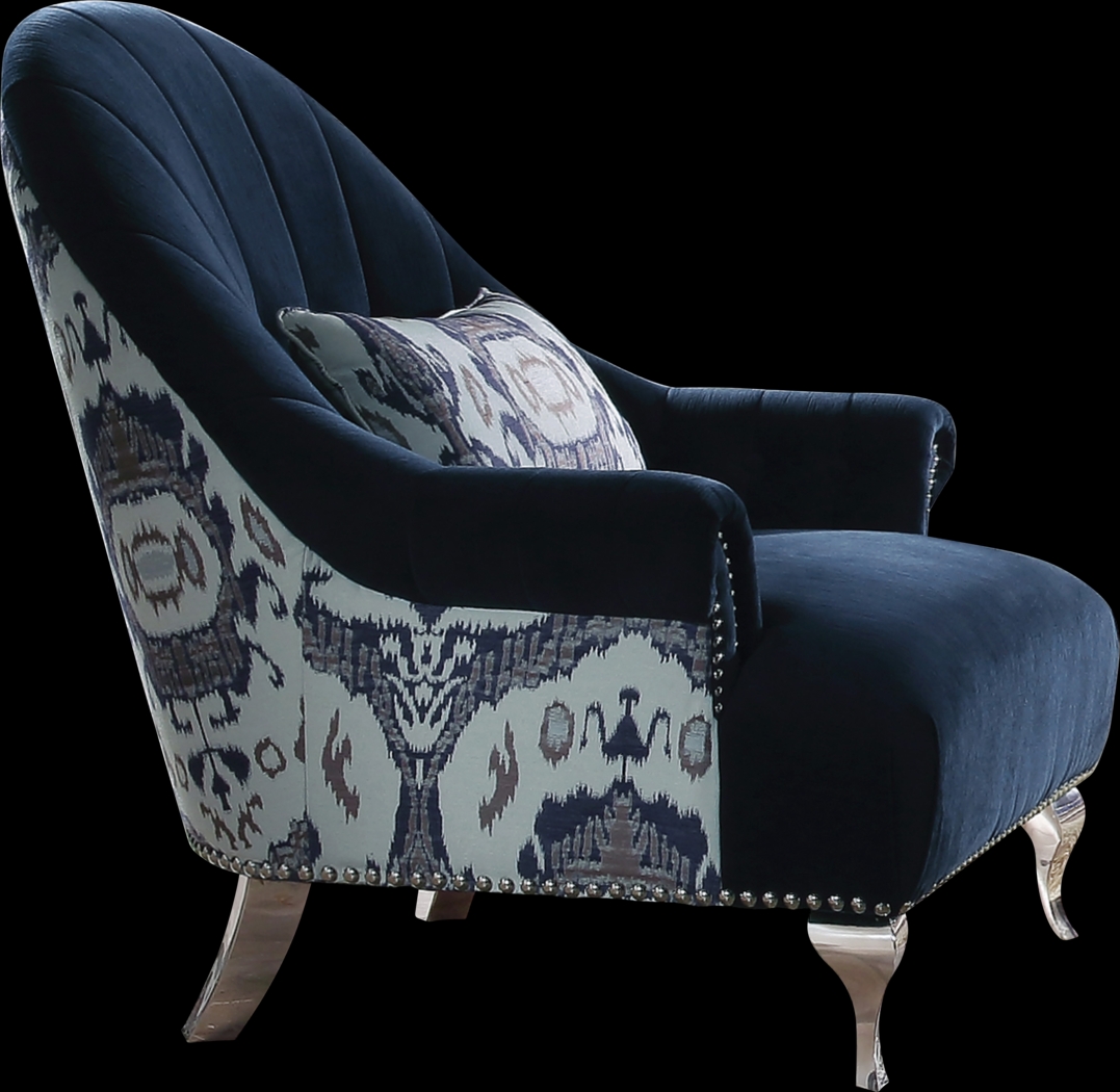 Berean Blue Accent Chair with Pillow - Thumbnail - Image 1
